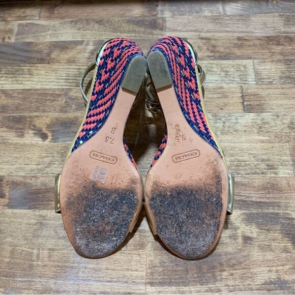 Coach Sharrin Metallic Gold Wedges Sz 7.5 - Picture 6 of 9